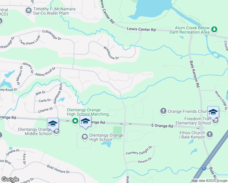 map of restaurants, bars, coffee shops, grocery stores, and more near 3210 Abbey Knoll Drive in Lewis Center