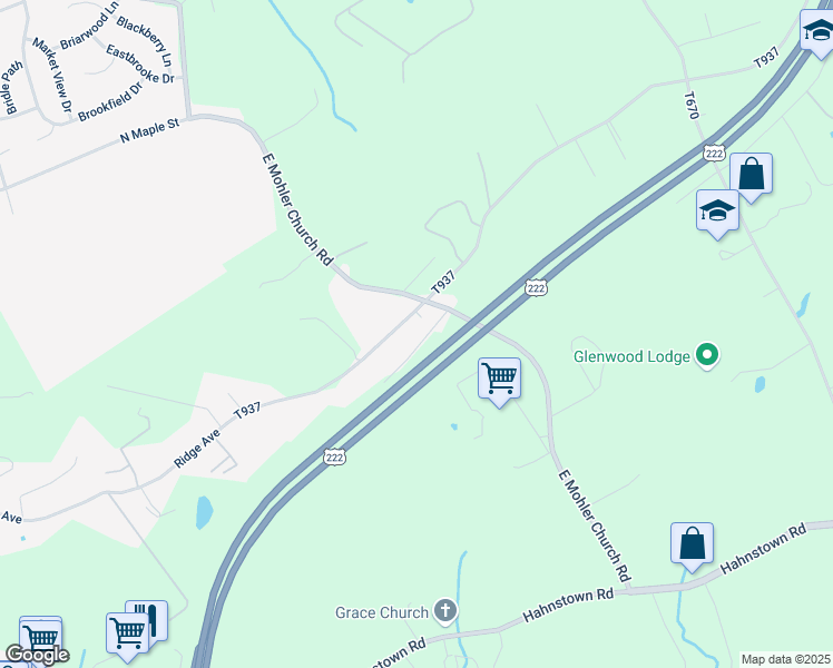 map of restaurants, bars, coffee shops, grocery stores, and more near 207 East Mohler Church Road in Ephrata