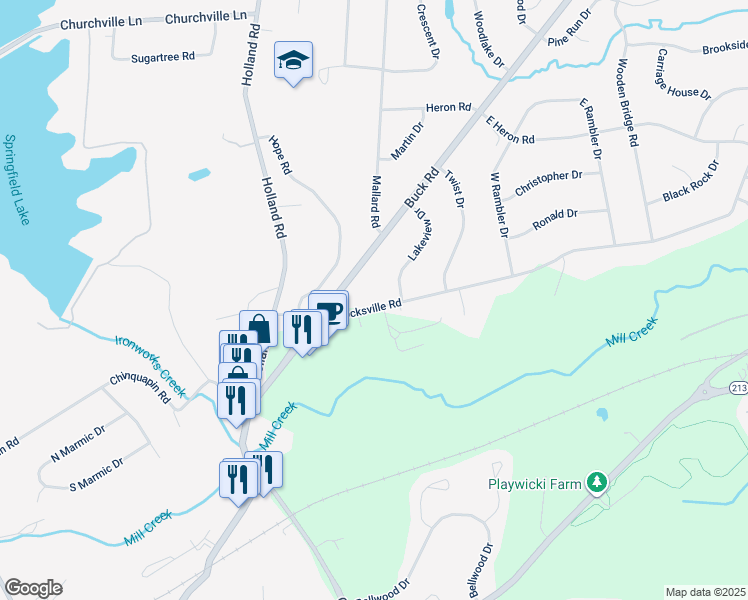 map of restaurants, bars, coffee shops, grocery stores, and more near 149 Rocksville Road in Bucks County