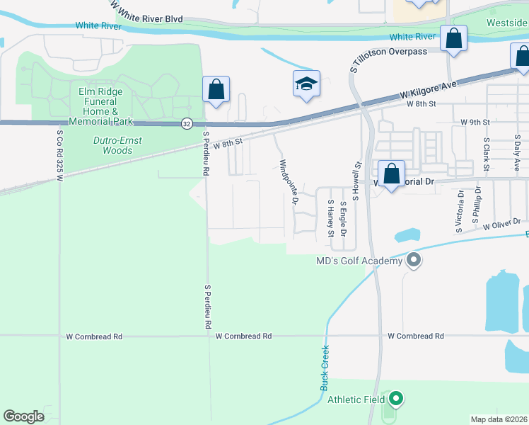 map of restaurants, bars, coffee shops, grocery stores, and more near 1905 South Hemlock Road in Muncie