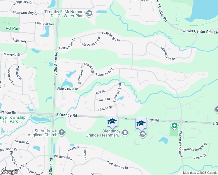 map of restaurants, bars, coffee shops, grocery stores, and more near 2636 Abbey Knoll Drive in Lewis Center