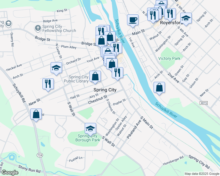 map of restaurants, bars, coffee shops, grocery stores, and more near in Spring City