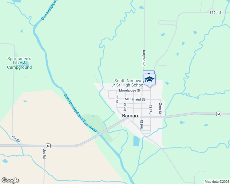 map of restaurants, bars, coffee shops, grocery stores, and more near 503-599 Morehouse Street in Barnard