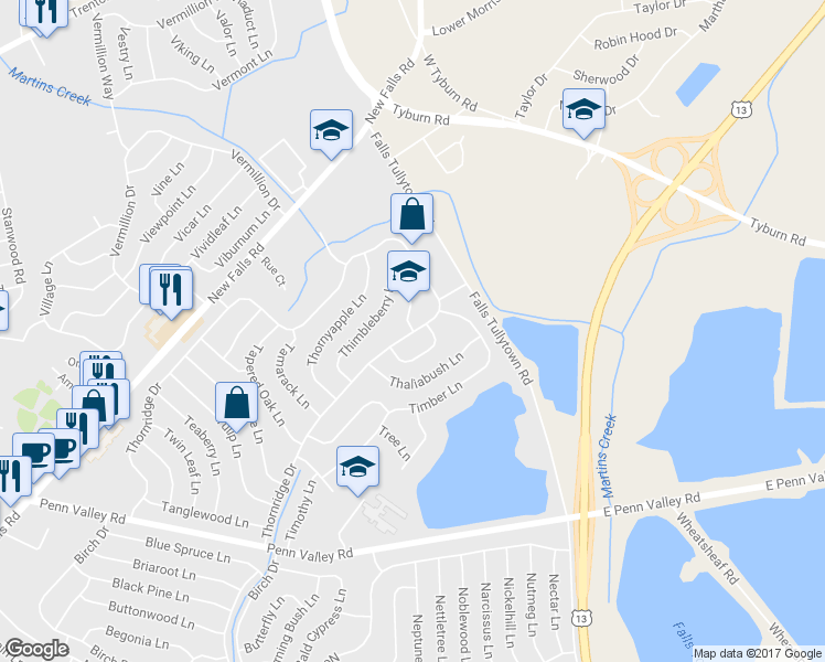 map of restaurants, bars, coffee shops, grocery stores, and more near 2 Turn Hill Lane in Levittown