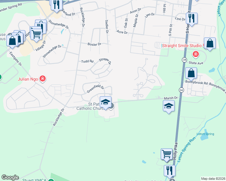 map of restaurants, bars, coffee shops, grocery stores, and more near 24 Eastwick Lane in Carlisle