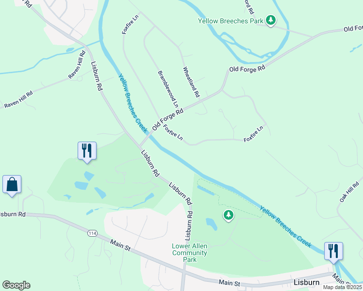 map of restaurants, bars, coffee shops, grocery stores, and more near 89 Foxfire Lane in Lewisberry