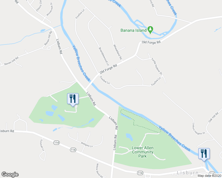 map of restaurants, bars, coffee shops, grocery stores, and more near 89 Foxfire Lane in Lewisberry