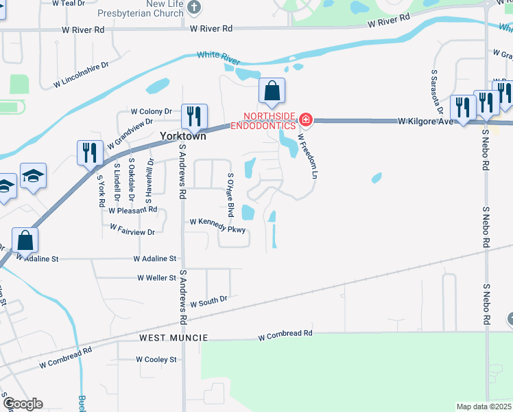 map of restaurants, bars, coffee shops, grocery stores, and more near 1819 South Patriot Drive in Yorktown