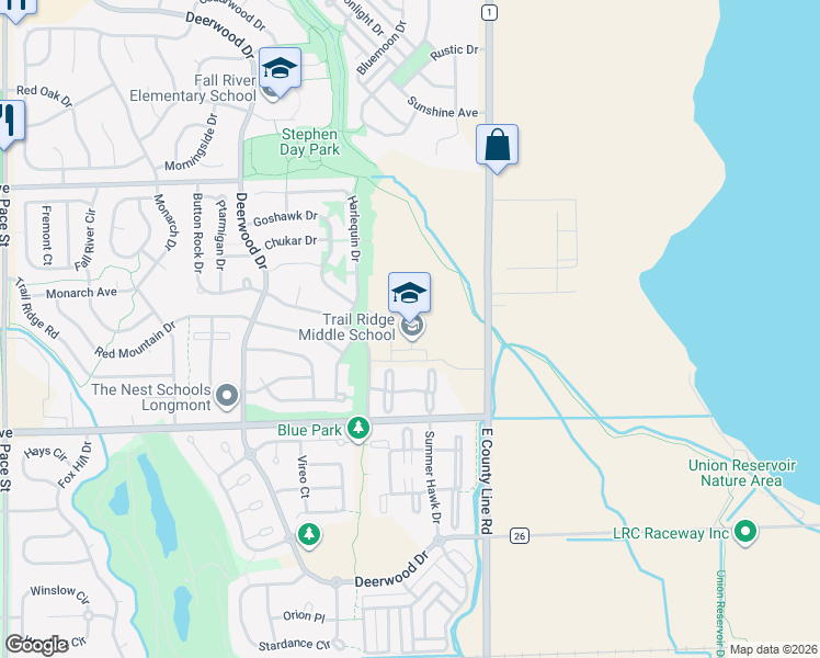 map of restaurants, bars, coffee shops, grocery stores, and more near 1000 Button Rock Drive in Longmont