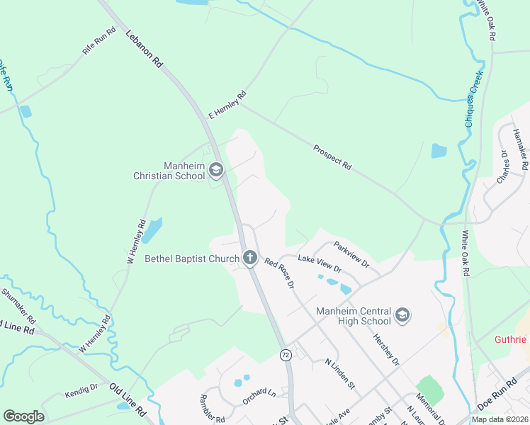 map of restaurants, bars, coffee shops, grocery stores, and more near 80 Daffodil Drive in Manheim