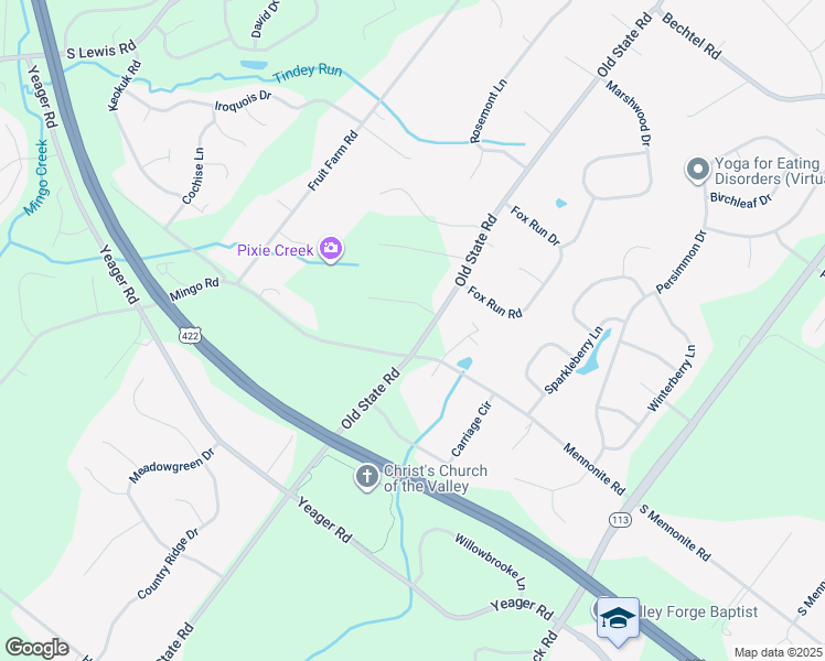 map of restaurants, bars, coffee shops, grocery stores, and more near 409 Old State Road in Royersford