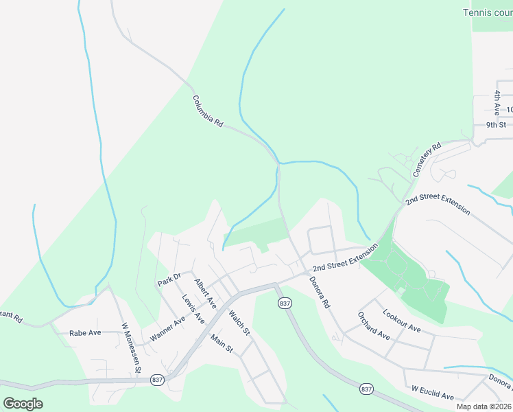 map of restaurants, bars, coffee shops, grocery stores, and more near 41 Columbia Road in Monongahela