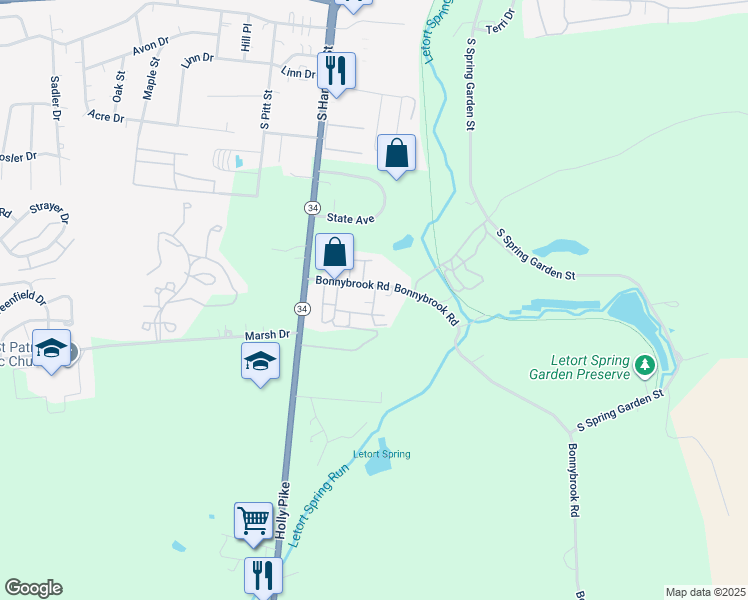 map of restaurants, bars, coffee shops, grocery stores, and more near 80 Bonnybrook Rd in Carlisle