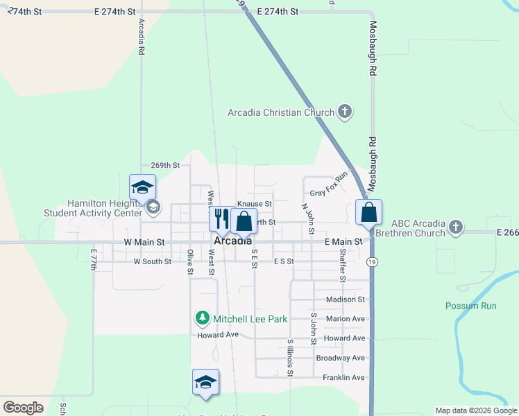 map of restaurants, bars, coffee shops, grocery stores, and more near 208 North East Street in Arcadia