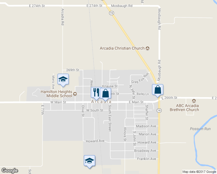 map of restaurants, bars, coffee shops, grocery stores, and more near 208 North East Street in Arcadia