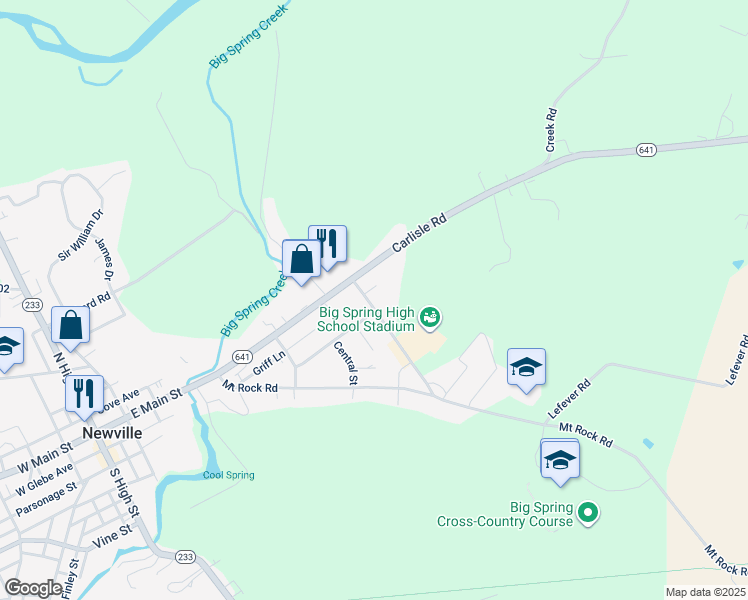 map of restaurants, bars, coffee shops, grocery stores, and more near 28 Schoolhouse Road in Newville