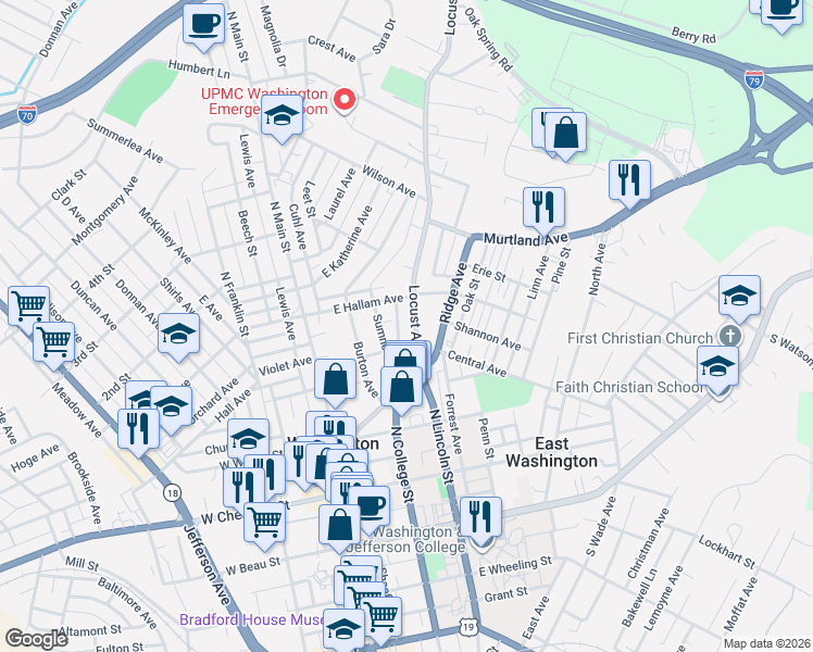 map of restaurants, bars, coffee shops, grocery stores, and more near 70 Sumner Avenue in Washington