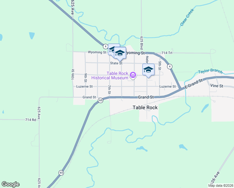 map of restaurants, bars, coffee shops, grocery stores, and more near 609 Grand Street in Table Rock