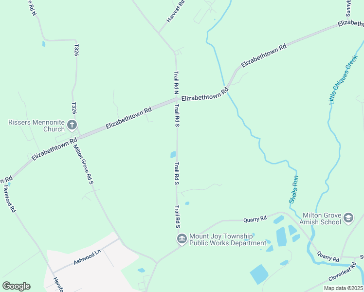 map of restaurants, bars, coffee shops, grocery stores, and more near 111 Trail Rd S in Elizabethtown