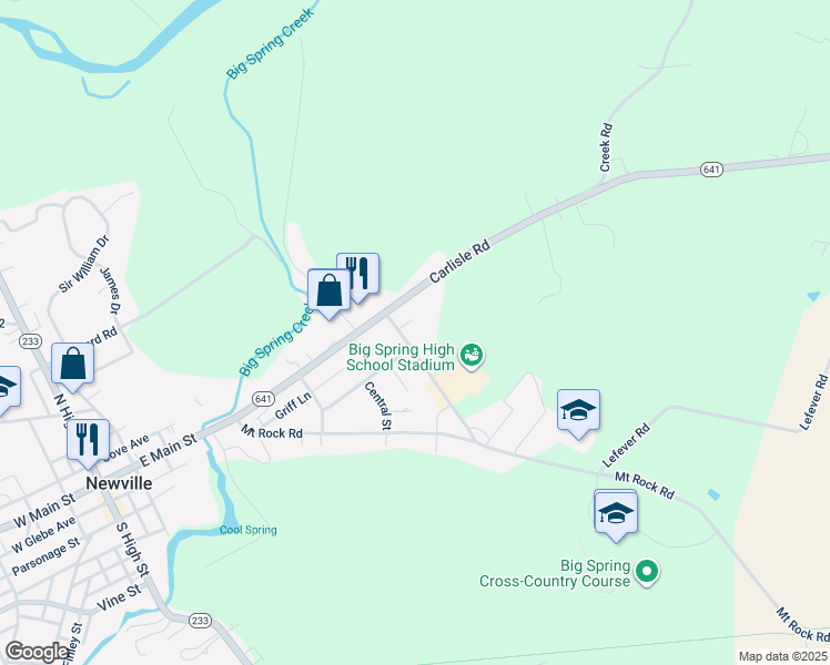 map of restaurants, bars, coffee shops, grocery stores, and more near 28 Schoolhouse Road in Newville