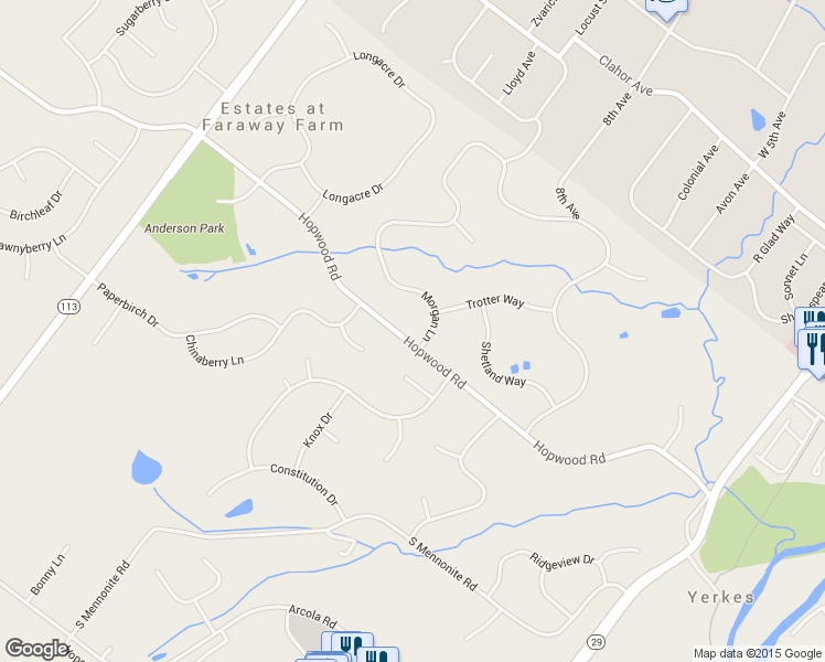 map of restaurants, bars, coffee shops, grocery stores, and more near 1856 Morgan Lane in Collegeville
