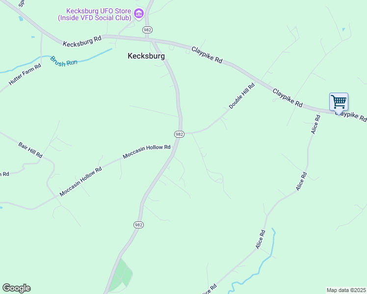 map of restaurants, bars, coffee shops, grocery stores, and more near 2320 Pennsylvania 982 in Mount Pleasant