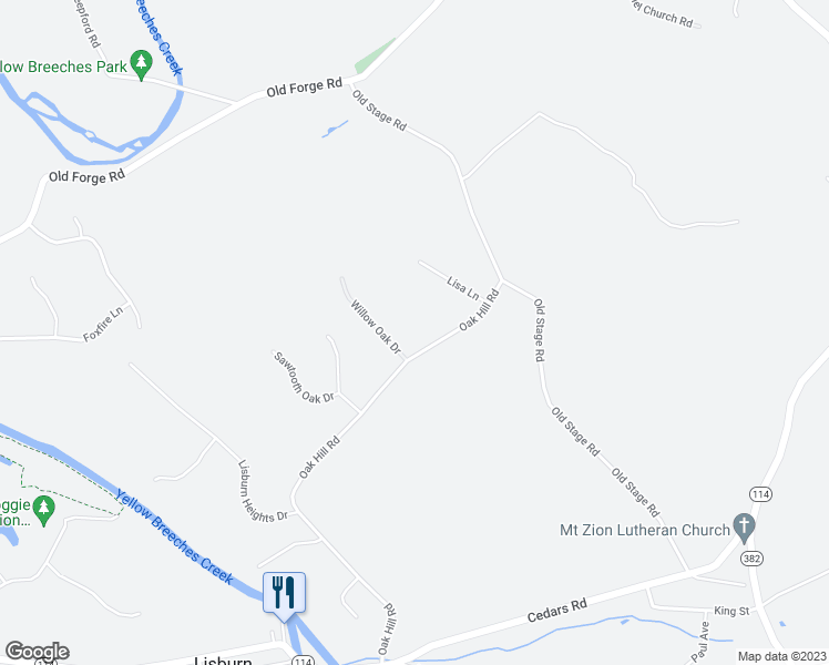 map of restaurants, bars, coffee shops, grocery stores, and more near 937 Oak Hill Road in Lewisberry