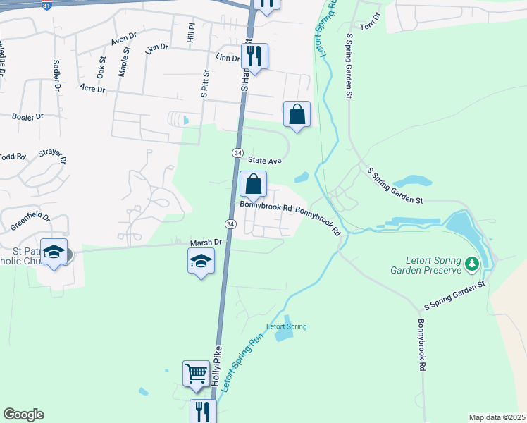 map of restaurants, bars, coffee shops, grocery stores, and more near 54 Bonnybrook Road in Carlisle