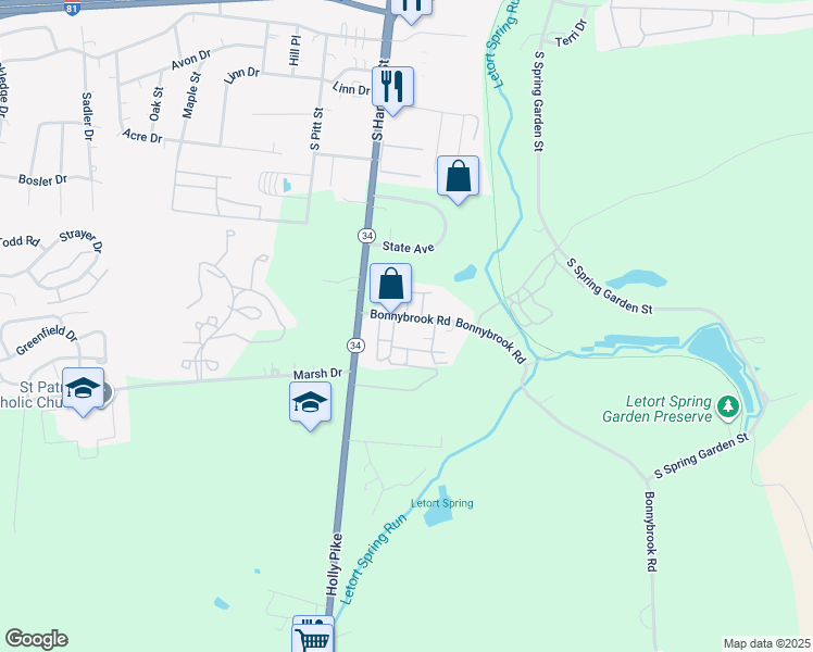 map of restaurants, bars, coffee shops, grocery stores, and more near 54 Bonnybrook Road in Carlisle