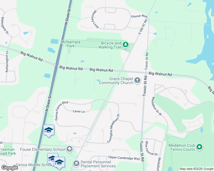 map of restaurants, bars, coffee shops, grocery stores, and more near 5220 South Old 3C Road in Westerville