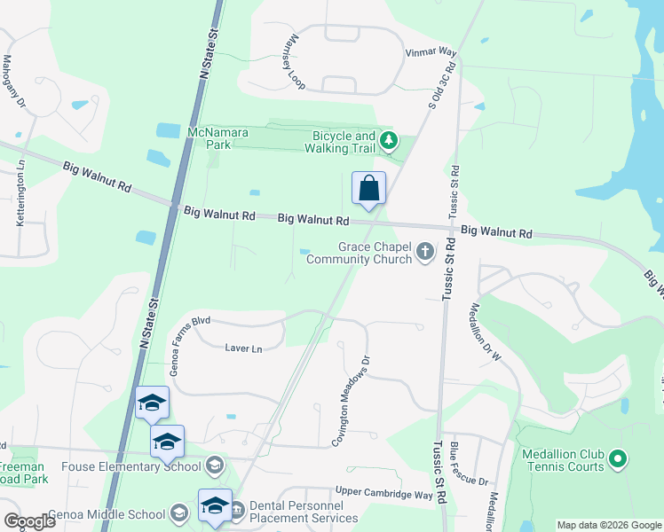 map of restaurants, bars, coffee shops, grocery stores, and more near 5220 South Old 3C Road in Westerville