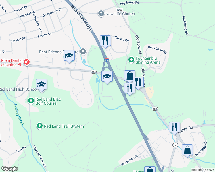 map of restaurants, bars, coffee shops, grocery stores, and more near 510 Fishing Creek Road in Lewisberry