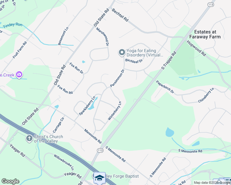 map of restaurants, bars, coffee shops, grocery stores, and more near 236 Winterberry Lane in Collegeville