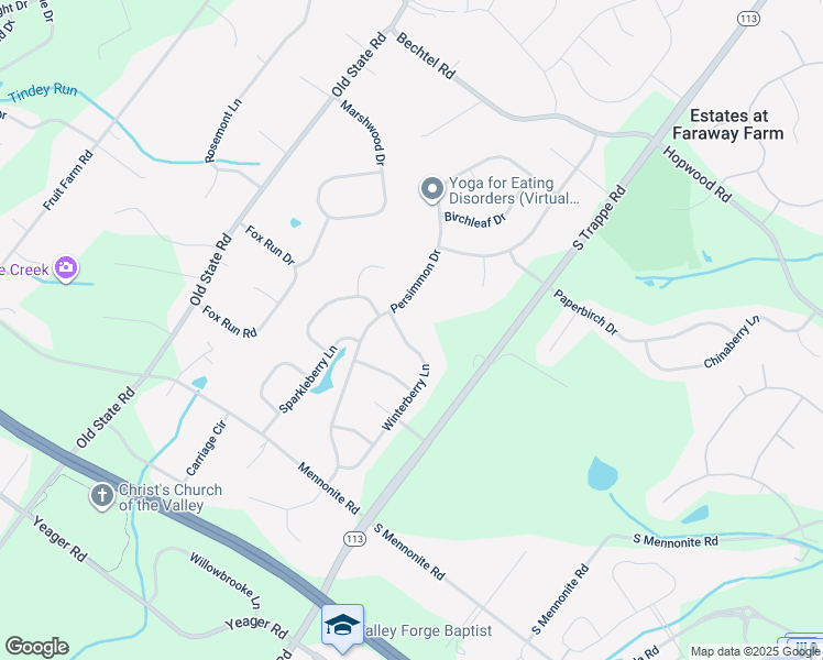 map of restaurants, bars, coffee shops, grocery stores, and more near 236 Winterberry Lane in Collegeville