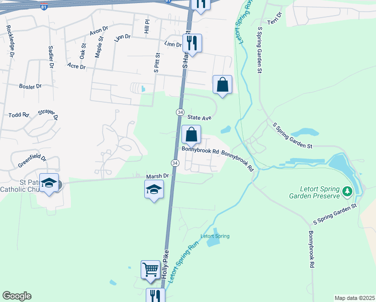 map of restaurants, bars, coffee shops, grocery stores, and more near 14 Bonnybrook Road in Carlisle