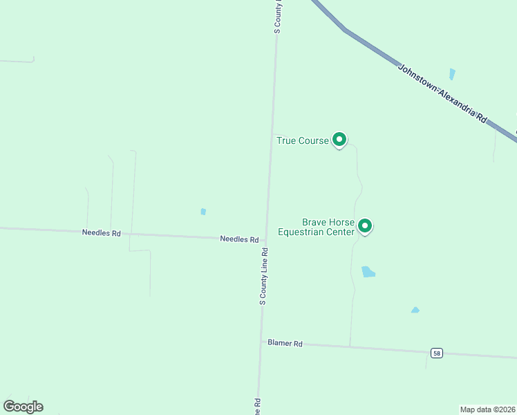map of restaurants, bars, coffee shops, grocery stores, and more near 1260 South County Line Road in Johnstown
