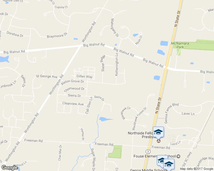 map of restaurants, bars, coffee shops, grocery stores, and more near 5444 Alston Grove Drive in Westerville