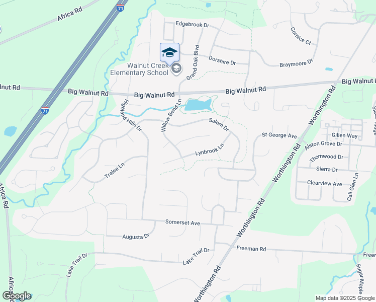 map of restaurants, bars, coffee shops, grocery stores, and more near 5420 Lynbrook Lane in Westerville