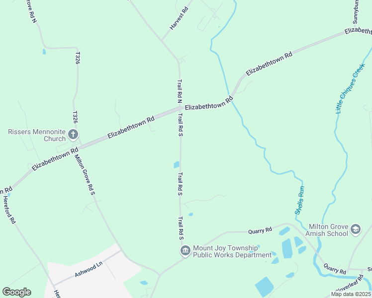 map of restaurants, bars, coffee shops, grocery stores, and more near 111 Trail Road South in Elizabethtown