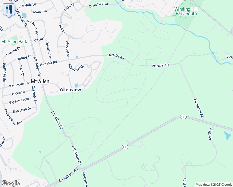 map of restaurants, bars, coffee shops, grocery stores, and more near in Allenview