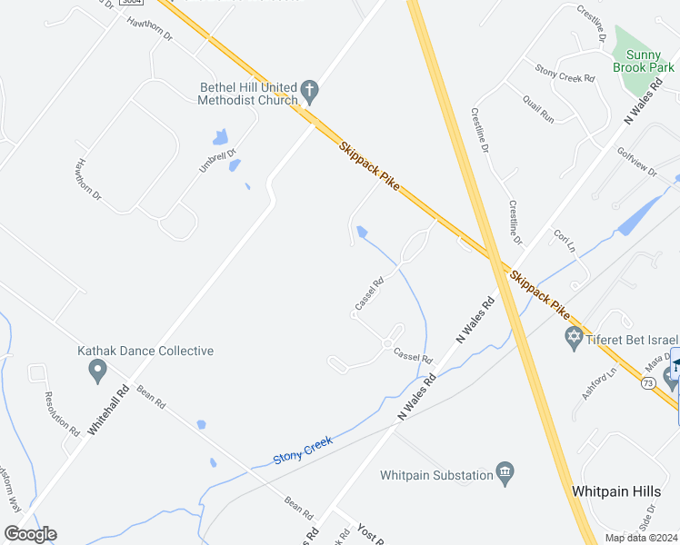 map of restaurants, bars, coffee shops, grocery stores, and more near 1883 Cassel Road in Lansdale