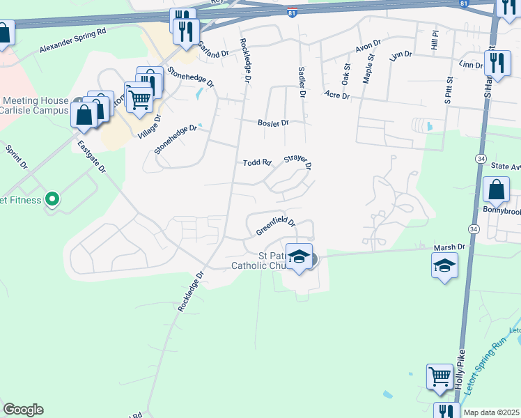 map of restaurants, bars, coffee shops, grocery stores, and more near 26 Tunbridge Lane in Carlisle