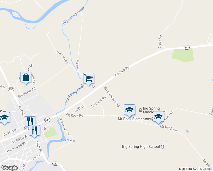 map of restaurants, bars, coffee shops, grocery stores, and more near 50 Carlisle Road in Newville
