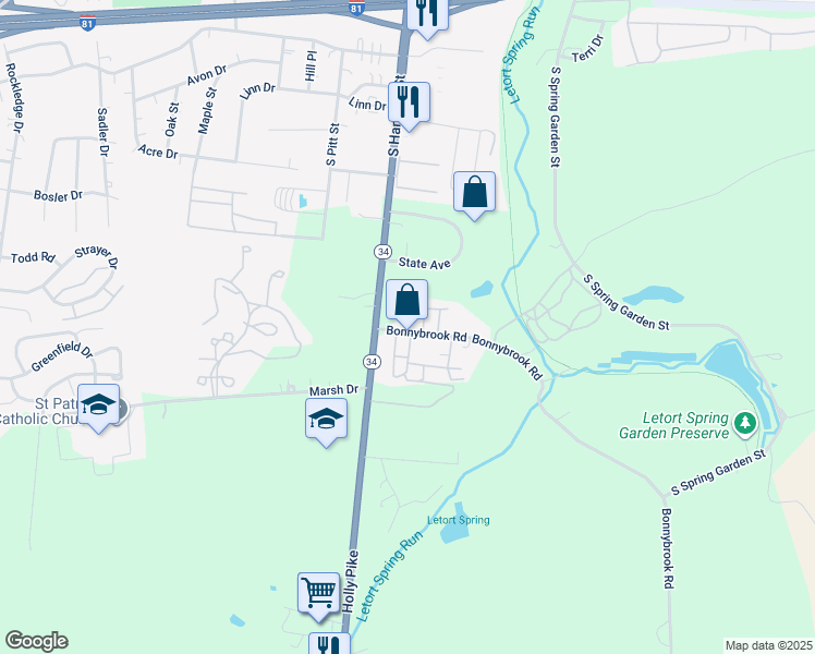 map of restaurants, bars, coffee shops, grocery stores, and more near 37 Bonnybrook Road in Carlisle