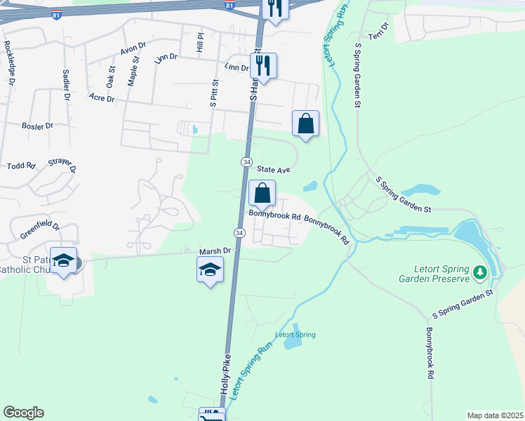 map of restaurants, bars, coffee shops, grocery stores, and more near 37 Bonnybrook Road in Carlisle