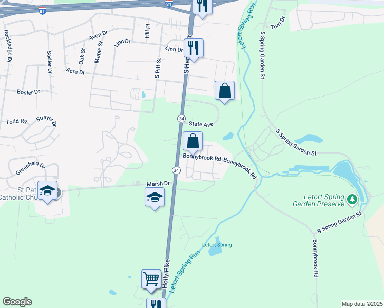 map of restaurants, bars, coffee shops, grocery stores, and more near 31 Bonnybrook Road in Carlisle