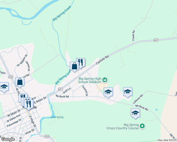 map of restaurants, bars, coffee shops, grocery stores, and more near 50 Carlisle Road in Newville