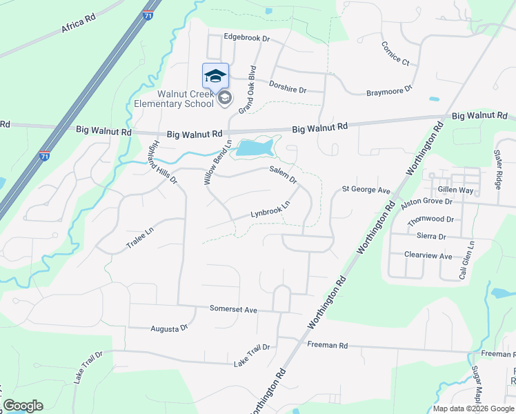 map of restaurants, bars, coffee shops, grocery stores, and more near 5516 Lynbrook Lane in Westerville
