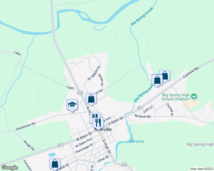 map of restaurants, bars, coffee shops, grocery stores, and more near 37 Shepherd Road in Newville