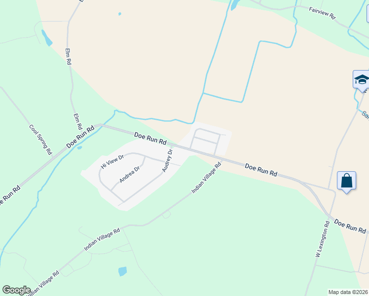 map of restaurants, bars, coffee shops, grocery stores, and more near Doe Run Road in Lititz